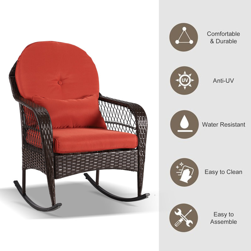 Beachcrest Home Bessemer 2 Person Outdoor Rocking Chair with Cushions